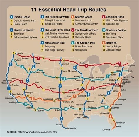 West Coast Tourist Attractions Driving Map Of Us East