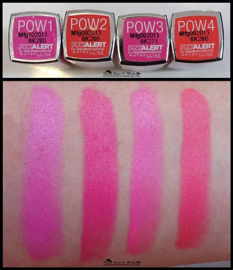 Maybelline Pink Alert Lipsticks Swatches Pow 1 Pow 2 Pow 3 And Pow 4