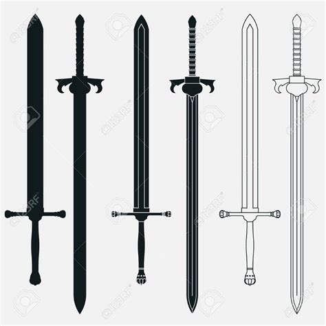 Antiguo Espadas Conjunto Siluetas negras Arma de diseño vectorial