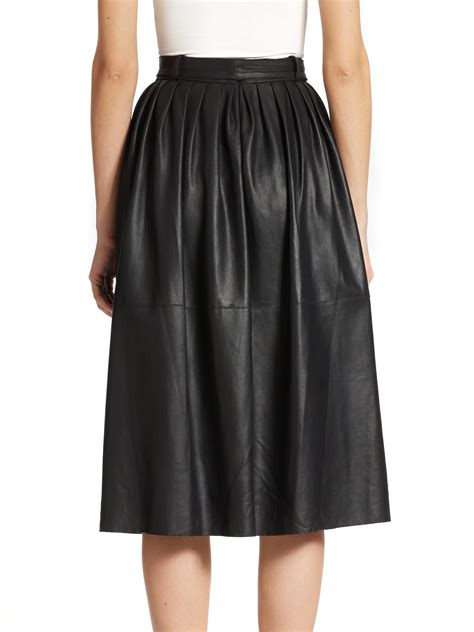 Armani Leather Midi Skirt In Black Lyst