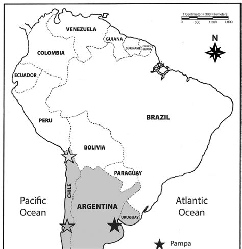 Map Of The Southern Cone Of South America Shaded Area Showing The