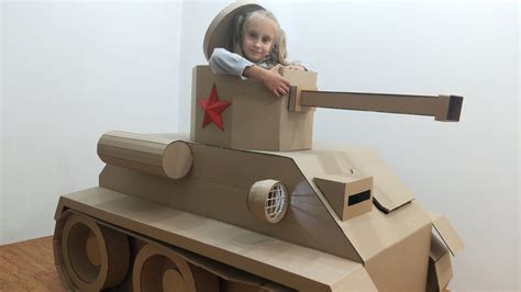 How To Make A Cardboard Playhouse Tank Diy Playhouse Youtube