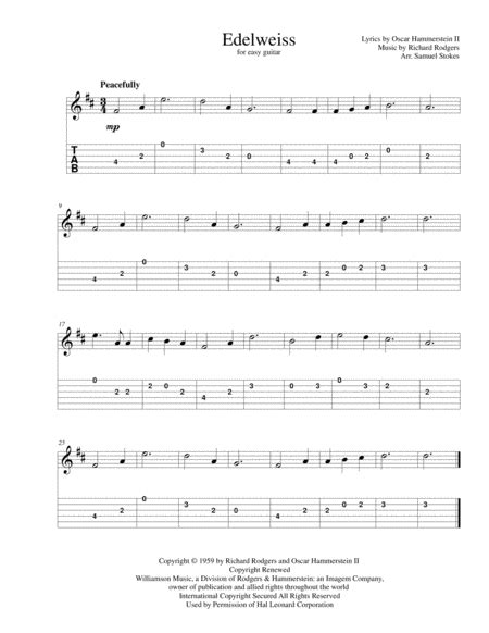 Edelweiss Arr Samuel Stokes Sheet Music Richard Rodgers Guitar Tab