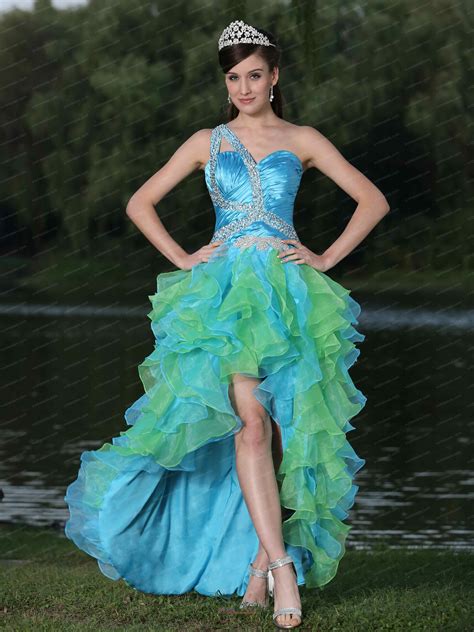 You can see that mostly girls prefer to there are many different shades of green dresses from which you can easily choose the one that you like. Aqua and Spring Green High-low Ruffles Cocktail Dress One ...
