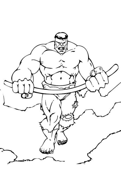 Hulk Segurando O Bastão Para Colorir Imprimir E Desenhar Colorirme