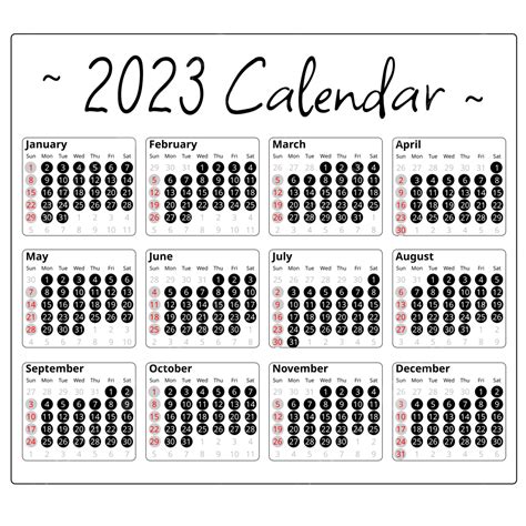 Calendario Negro 2023 Estilo Minimalista Simple Png Dibujos Calendario