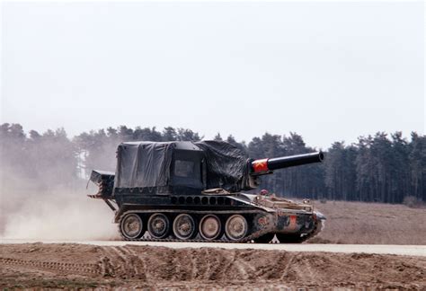 An M110 203 Mm 8 Inch Self Propelled Howitzer Moves Out During A