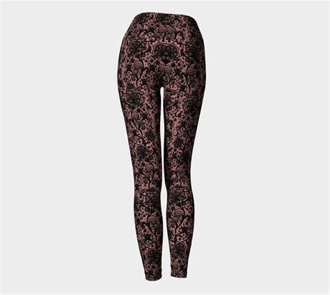 Lace Leggings Womens Nude And Black Lace Paisley Print Leggings Yoga Pants For Women Lace Print