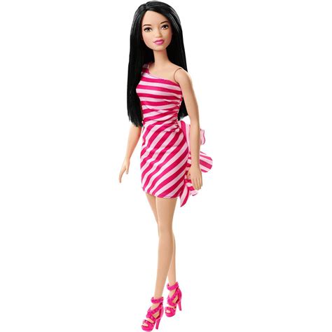 Купить куклу Барби Блеск barbie glitz doll pink and white stripe ruffle dress