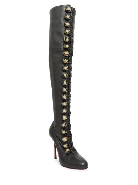 christian louboutin fabiola 100 leather thigh high boots in black lyst