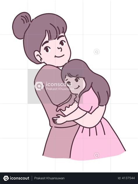 Best Mother Hugging Daughter Illustration Download In Png And Vector Format