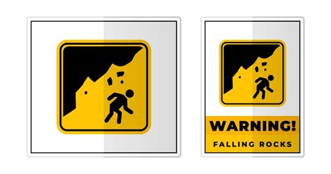 Falling Rocks Warning Sign Label Symbol Icon Vector Illustration