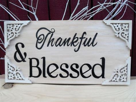 Wood Sign Thankful Blessed Scroll Wall Decor By Dragonshollow Thankful