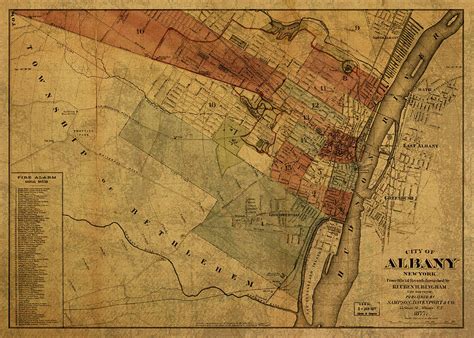Albany New York City Street Map 1877 Mixed Media By Design Turnpike