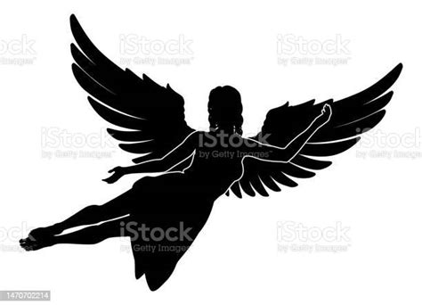 Angel Woman With Wings Silhouette Stock Illustration Download Image