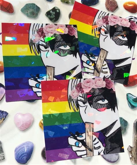 Bnha Pride Flag Holographic Vinyl Stickers 3 Etsy
