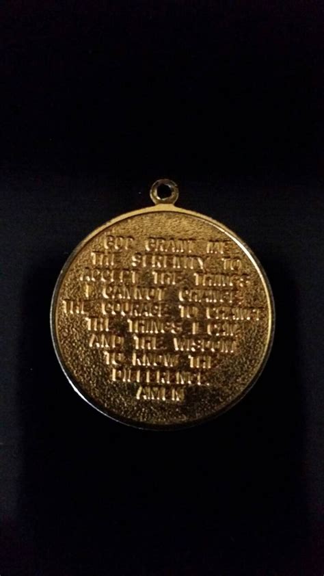 Vintage Serenity Prayer Medallion Pendant Necklace Gold Plated Etsy