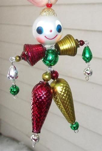 Vintage Christopher Radko Wiggle Men Glass Bead 5 Christmas Ornament