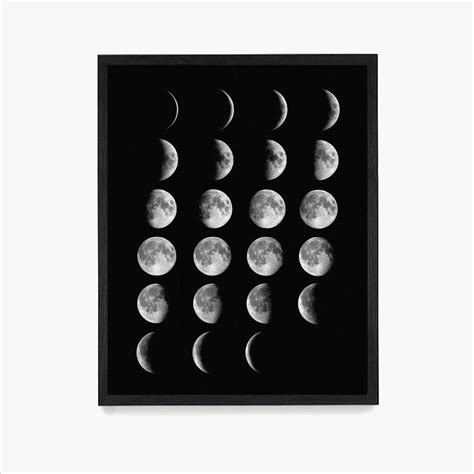 Moon Phases Poster Astronomy Wall Art Moon Chart Celestial Etsy