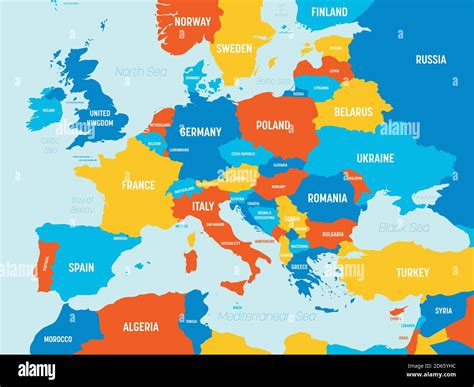 Europe Map 4 Bright Color Scheme High Detailed Political Map Of