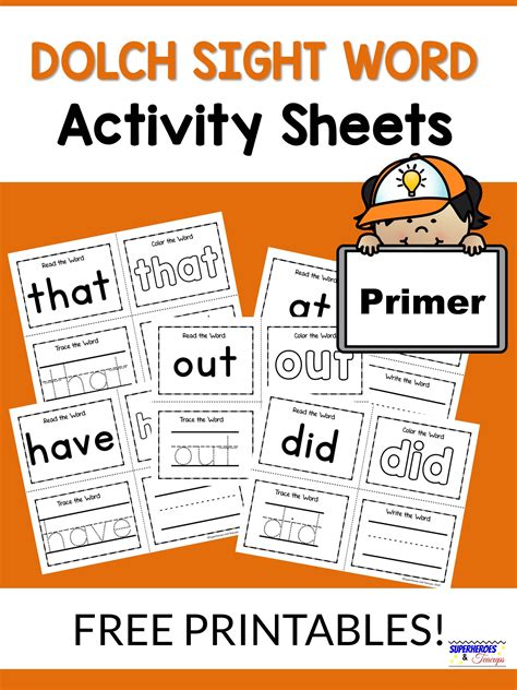 Primer Dolch Sight Word Activity Sheets Learning Ideas For Parents