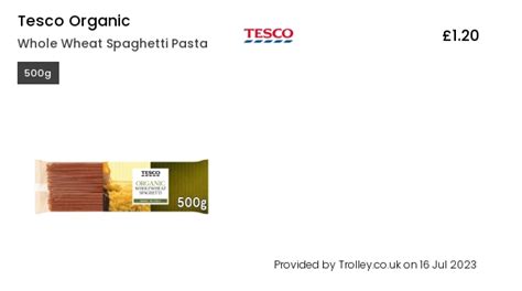 Tesco Organic Whole Wheat Spaghetti Pasta 500g Compare Prices