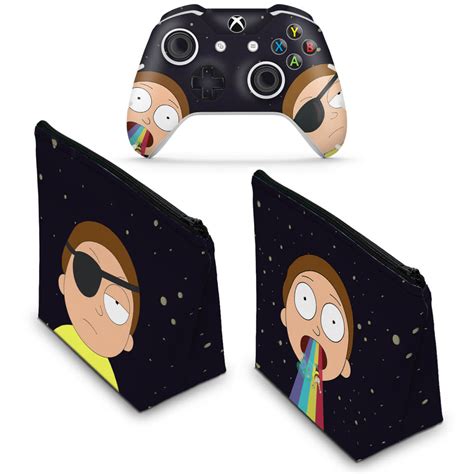 Kit Capa Case E Skin Xbox One Slim X Controle Morty Rick And Morty