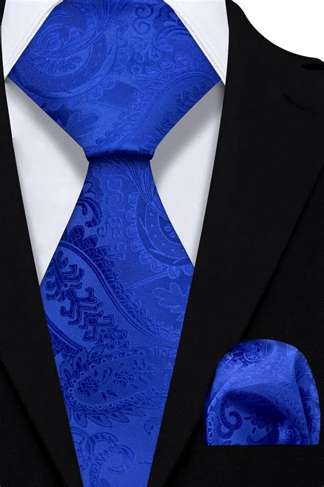 Royal Blue Paisley Tie And Pocket Square Set Gentleman S Guru