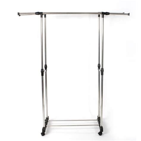 Dual Bar Vertically And Horizontally Stretching Stand Clothes Rack With