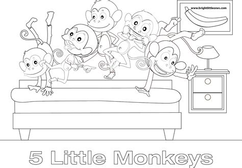 Beautiful monkeys coloring page to print and color. Free Printable! Five Little Monkeys Coloring Sheet ...