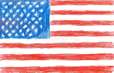 Find the perfect american flag pencil drawing stock photo. American Flag, Pencil Drawing Illustration Kid Style Stock ...