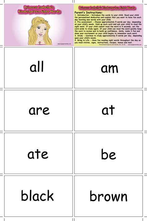 Flash cards are 350 gsm thick and are laminated and durable. Carol Brooke, Children's Book Author & Illustrator: Kindergarten Sight Words Flashcards ...