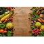Frame Of Healthy Food Vegetables And Beans On Wooden Table  Stock