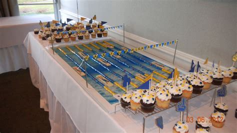 Competition Swimming Pool Cupcake Display Made For A High School Swim