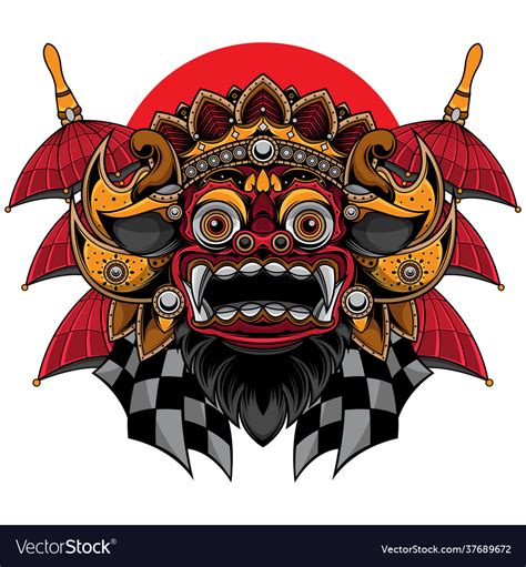 Traditional Balinese Barong Mask Royalty Free Vector Image