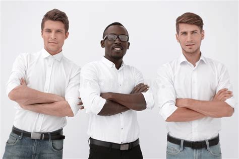 Three Confident Business Men Standing Together Stock Photo Image Of