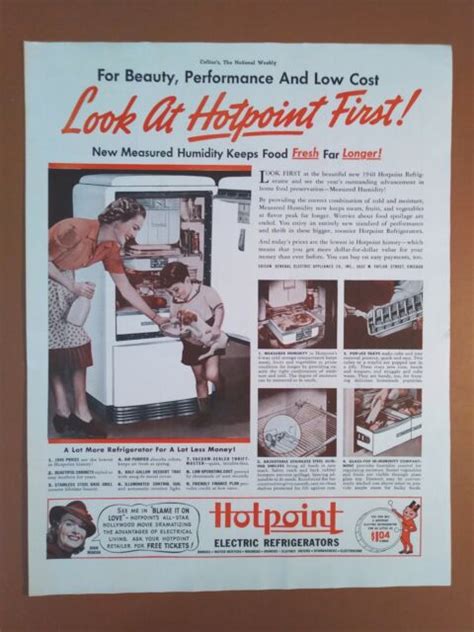 1940 hotpoint electric refrigerator original vintage antique kitchen print ad ebay