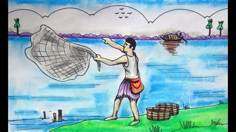 Cartoon stick drawing conceptual illustration of man or fisherman. 20+ New For Cartoon Fisherman Catching Fish Drawing | The ...