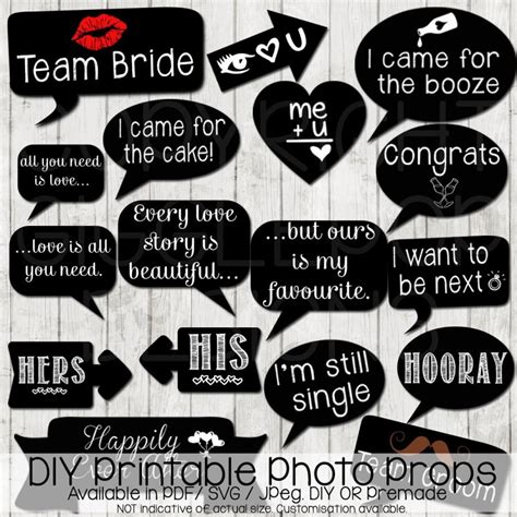 Wedding Photo Booth Props Diy Printable Instant Download Chalkboard Party Signs Svg Pdf Die Cut