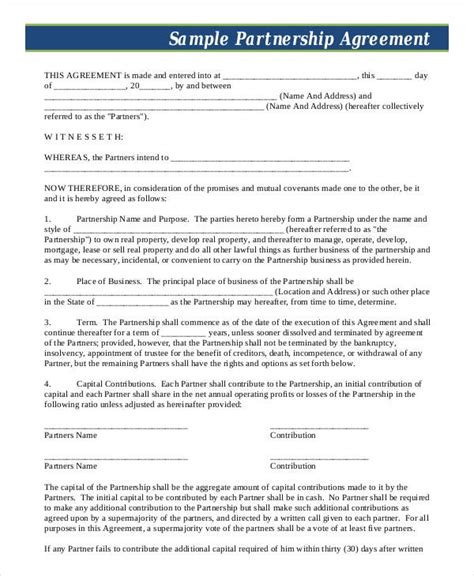 Business wholly owned by a single individual using personal name as per his partnership: 16+ Partnership Agreement Templates | MS Word, Excel & PDF ...