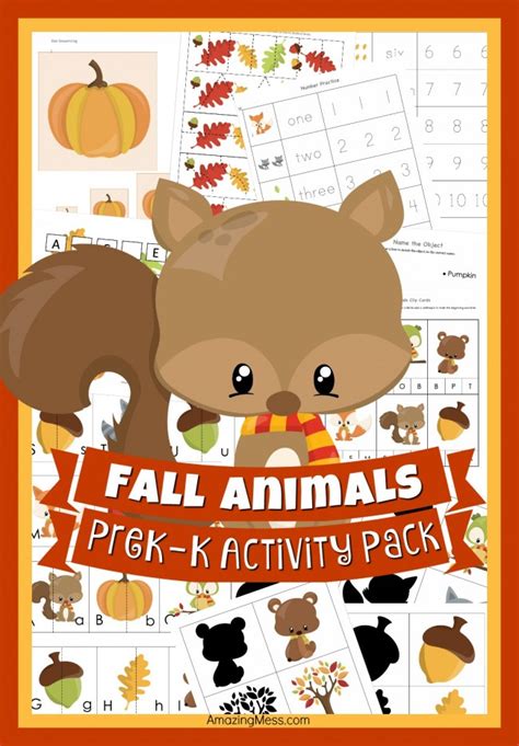 Free Fall Animals Pre K And K Printable Activity Pack Amazing Mess