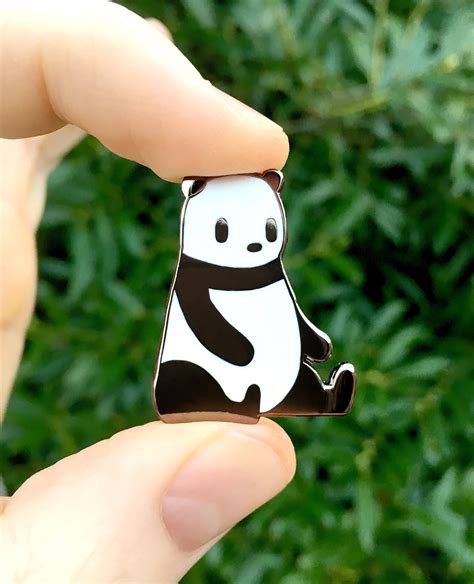 Panda Enamel Pin Cute Animal Pin Black Nickel Hard Enamel Etsy