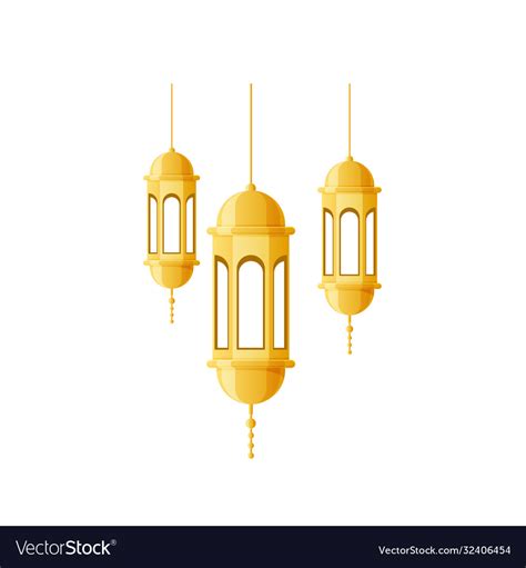 Ramadan Kareem Beautiful Golden Lights Lamps Vector Image