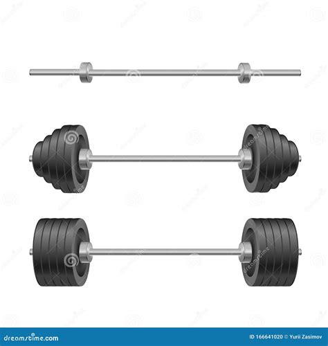 Barbells Set Of With Different Weights Weightlifting Equipment Stock
