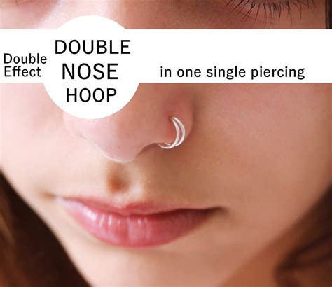 Double Hoop Nose Ring Double Nose Ring For Single Piercing Rose Gold Nose Hoop Sterling