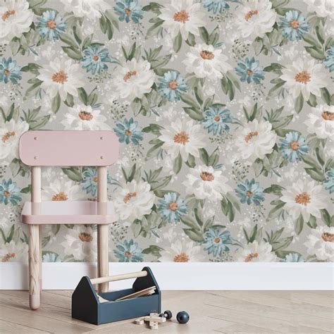 Painted Dahlia Wallpaper For Girls Rooms Clever Little Monkey