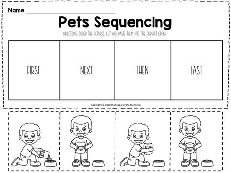 Free Printable Pets Story Sequence Worksheets The Keeper Of The Memories