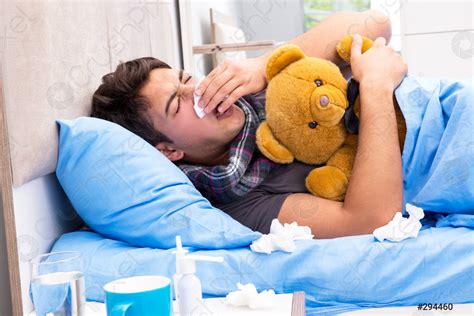 Sick Man With Flu Lying In The Bed Stock Photo 294460 Crushpixel
