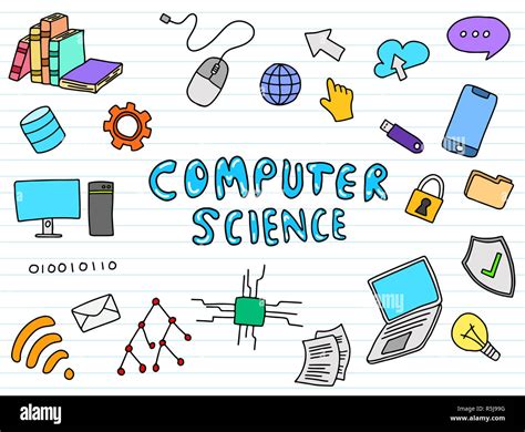 Computer Science Engineering Education Doodle Art With Color Colour