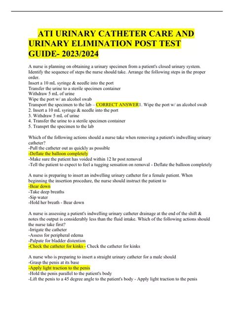 Urinary Elimination Ati